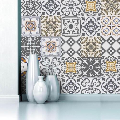 Simulation European-style tile self-adhesive paper restaurant wall DYI decoration creative wall sticker waterproof PVC wallpaper