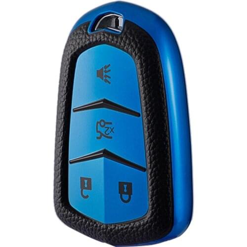 TPU Leather Car Key Case For Cadillac Escalade 2015-2018 6 Button Smart Remote Fob Cover Case Protector shell Bag Auto Accessory