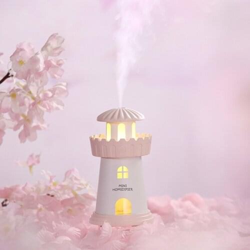 Creative Lighthouse Ultrasonic Air Humidifier with LED Light 150ml Office Car USB Air Purifier Mini Portable Aroma DiffuserJS-12
