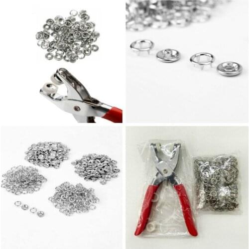 25 9.5mm Metal Sewing Prong Rings Press Snap Craft Fasteners + Clip Pliers Sewing accessories