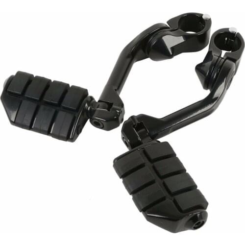 Motorcycle 1-1/4" Highway Engine Guard Long Angled Foot Pegs Mount For Harley Dyna Fat Bob Softail Sportster XL 1200 883