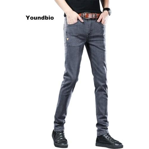 2021New Mens Cotton Denim Pants Male Summer Breathable Regular Solid Color Slim Jeans Trousers Classic Casual Streetwear