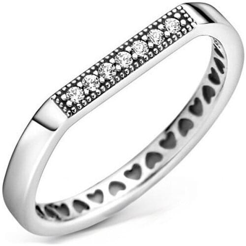 2020 Autumn New 925 Sterling Silver Rings Sparkling Brand Bar Stacking Ring Fashion Jewelry Women Birthday Gift