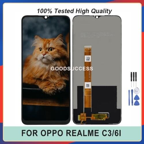 100% Tested 6.5'' For OPPO Realme C3/Realme 6i LCD RMX2020 RMX2027 Display Touch Screen Digitizer Assembly free Tools