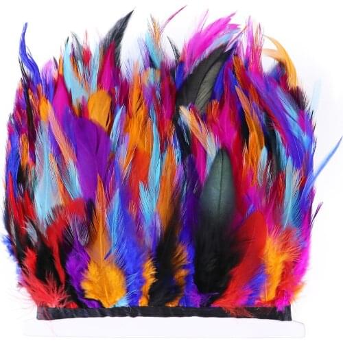 Wholesale 1 Meter Dyed Cock Rooster Feather Ribbon Trimming Fringe 4-6 inch/10-15cm Costumes Party Decoration Accessory