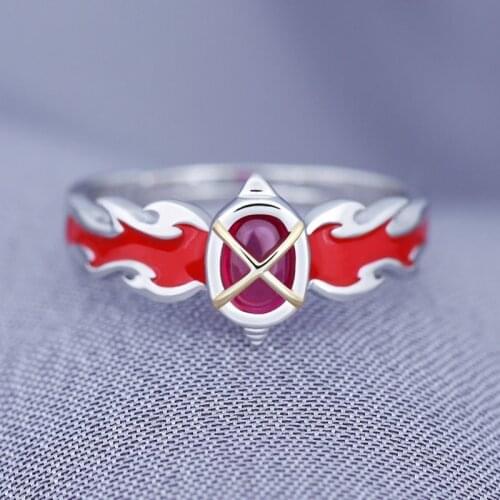Wholesale 5 Pcs Shakugan No Shana S925 Rings Japanese Anime Red Gems Adjustable Finger Accessories Jewelry New Gifts for Women