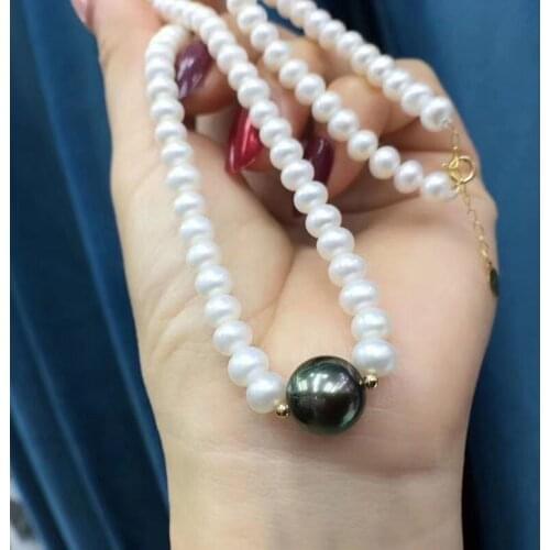 Sinya Natural Tahiti black pearls charm necklace with 18k gold accessories small pearls strand necklace chain Mothers day gift