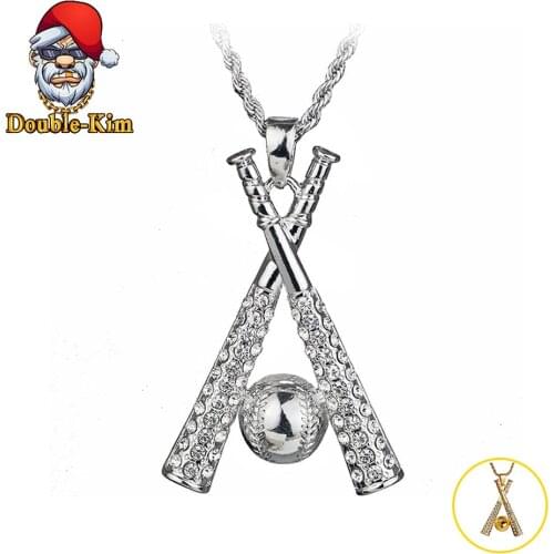 Baseball Bat Pendant Necklace Men Hip-Hop RAP Street Culture Stainless Steel Silver Color Necklace Men Trend Fashion Jewelry