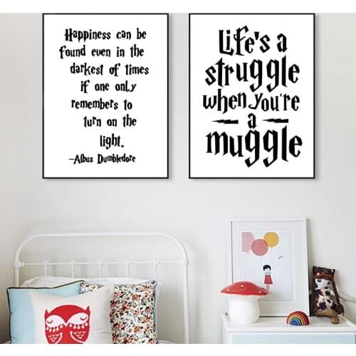 Albus Dumbledore Quote Poster Prints Happiness Can Be Found Canvas Painting Kids Room Wall Art Pictures for Living Room Decor