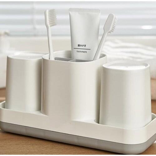 European style simple plain toothbrush holder mouthwash toothpaste toothbrush storage rack bathroom wash storage set box