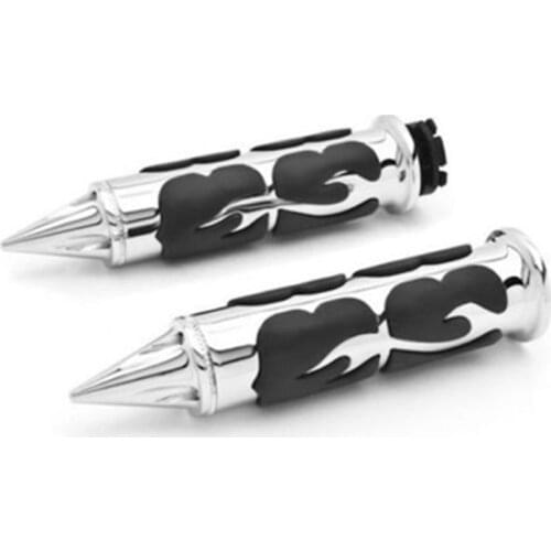 2x Chrome 1'' 25mm Handlebar Handgrip Grips For Honda VTX1300C Kawasaki Vulcan 1500 Suzuki Boulevard