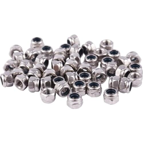 M3 x 0.5mm Stainless Steel Nylock Nylon Insert Hex Lock Nuts 50pcs