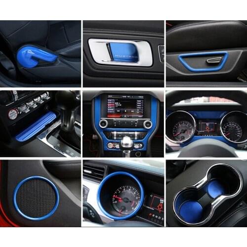Blue ABS /Metal Instrument Reading Light Navigation Rearview Mirror Air Outlet Frame For Ford Mustang 2015 16 17 18 AAA030A