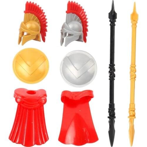 Medieval Military Figures Weapons Accessories Building Blocks Roman Soldier Shield Helmet Lance Bricks MOC Toy for Children C169