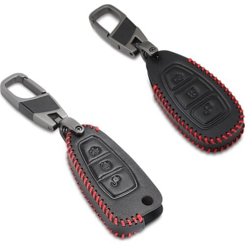Car Styling Leather key chain ring cover case holder For Ford Focus 2 3 4 MK2 MK3 MK4 Kuga Edge Mondeo Fusion Ecosport Fiesta