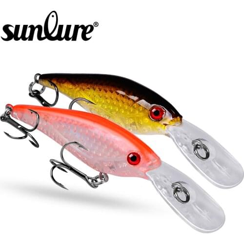 Sunlure 1pc Hard Floating Minnow Painting Fishing lure 8.2cm-3.23"/4.5g-0.16oz Hard Bait 6 color Fishing Tackle Treble Hook New