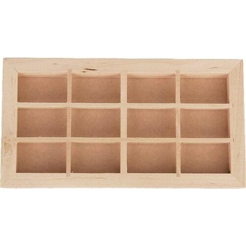 Generic 1/12 Scale Wooden 12 Light Window Frame for Dollhouse Miniature Toys Gifts