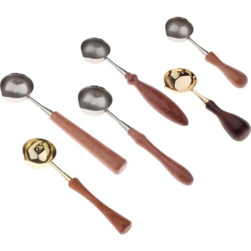 Seal Wax Spoon Antique Brass/Steel Wooden Handle for Sealing Envelopes Stamps Invitation Cards