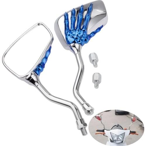 2Pcs 8-10mm Screw Universal Motorcycle Rearview Side Mirrors Skeleton Skull Hand Claw Shadow for Street Bike,Chopper,Motorbike