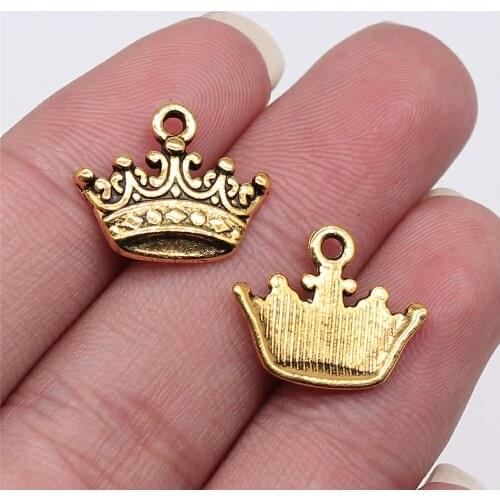 WYSIWYG 10pcs 17x15mm Antique Silver Color Antique Gold Color Crown Charms For Jewelry Making DIY Jewelry Findings
