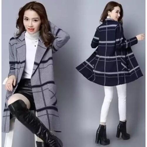 2020 Korean oversized women clothes loose crop knit cashmere ugly christmas sweater and long cardigan jacket coat child grid
