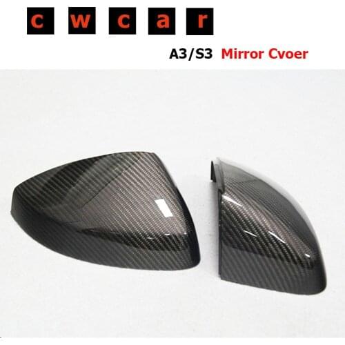 1:1 Replacement For Audi A3 S3 Carbon Rear View Mirror Cover With & Without Lane Side Assist RS3 Mirror cover Gloss Black 2014