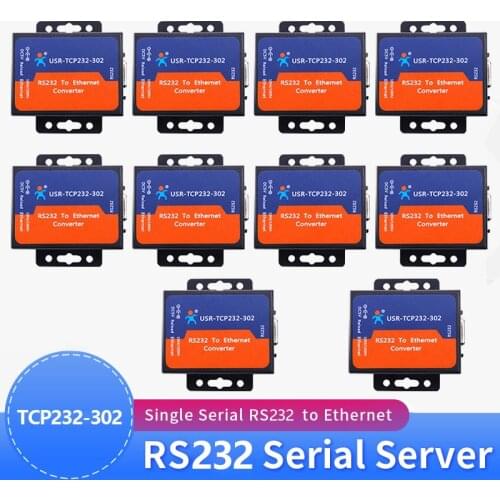 10PCS USR-TCP232-302 RS232 to Ethernet Converters UDP TCP IP Server to Client Module SupportDHCP/DNS Built-in Webage Virtual COM