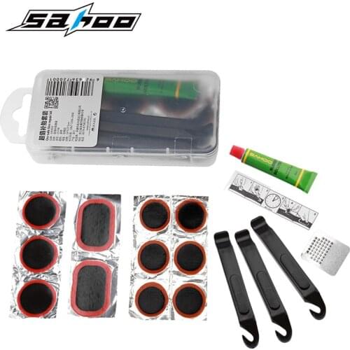 16PCs Inner Tube Patch Bicycle Repair Kit Portable Mountain Bike Repair Tools Multi-Purpose Rubber Patch Glue Emergency Tire Fix