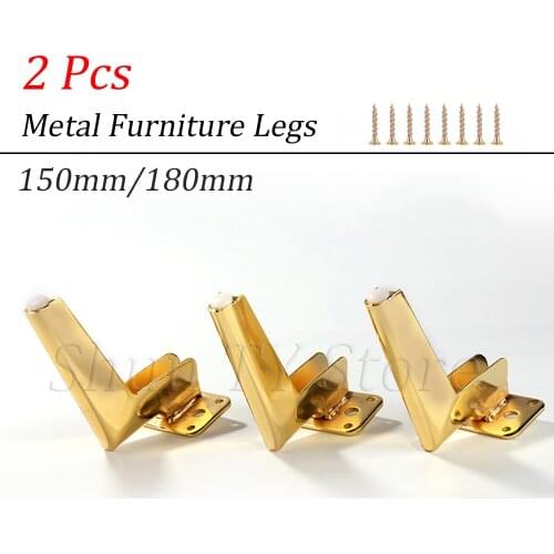 2 Pcs Metal Hardware Furniture Legs Light Luxury, Table Chair Mount Sofa TV Cabinet Bathroom Gold Black Support Feet