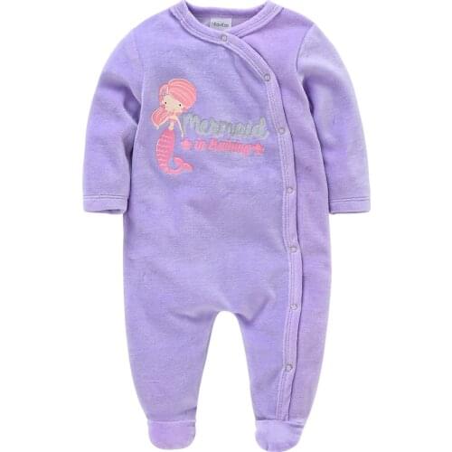 2020 Winter Baby Girl Romper Warm Velvet Long Sleeve O-neck Overalls Newborn Cartoon Cotton Jumpsuit Clothes
