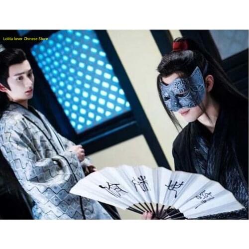 2021 NEW Anime The Untamed Nie Huai Sang Folding Fan Ancient Style Handheld Folded Cool Cloth Fan Cosplay Costume Props Gifts