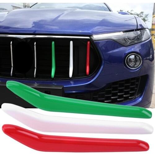 3 pcs 3 Colors Car Glossy Front Bumper Grill Decoration Strips Trim Cover for Maserati Levante 2017-2018 Car Styling