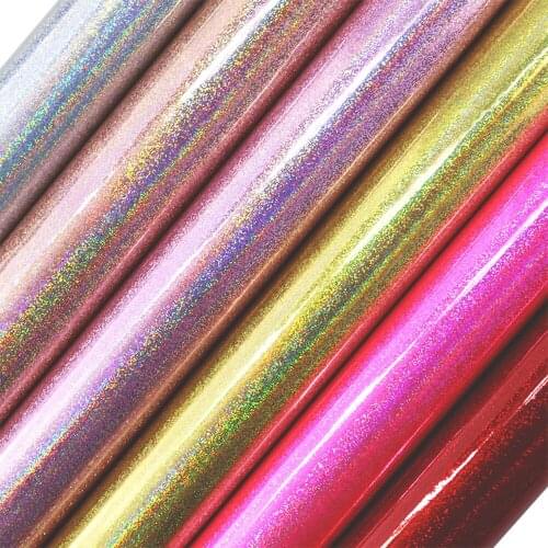 30x134cm Iridescent Holographic power Faux Synthetic Artificial Leather Fabric Roll For Bows Earring Decoration DIY BH406
