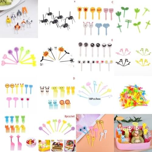 6-50pcs Animal Fruit Fork Food Grade Plastic Mini Cartoon Kids Cake Fruit Toothpick Bento Lunch Bento Accessories Party Decor