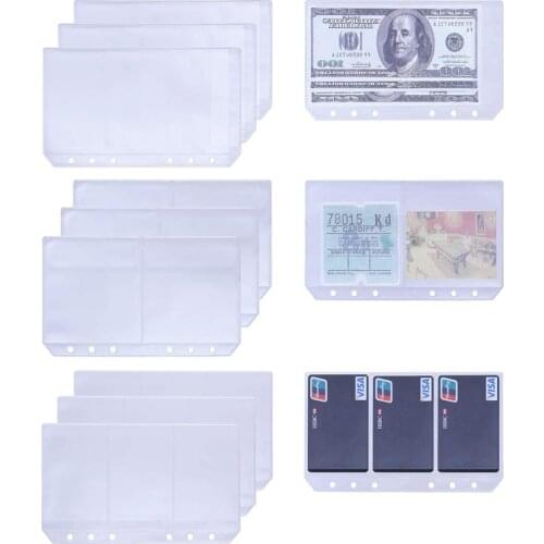 6PCS Clear A6 File Holder Transparent PVC Loose Leaf Pouch Self-Styled Zipper Filing Organizer Bags