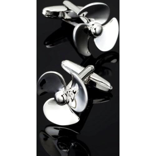 Free shipping, new silvery propeller cufflinks fashionable mens shirt cufflinks Exclusive Designer Jewelry button gift