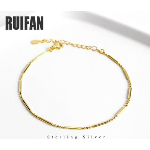 Ruifan Silver/Gold Silm 925 Sterling Silver Wrist Bracelet for Women Female Light Luxury Korean Bracelets Trendy Jewelry YBR162