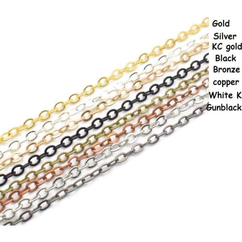 10m/lot Rhodium/Silver/Gold/Gunmetal/Antique Bronze Color Necklace Bracelet Chains Brass Bulk for DIY Jewelry Making Materials