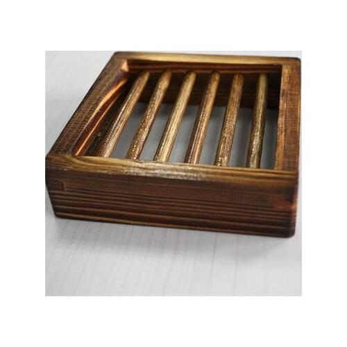 1PCS 10x10cm Wooden Soap Case Dish Dishes Container Shower Room Dispensers Square Wood Soap Holder High Quality