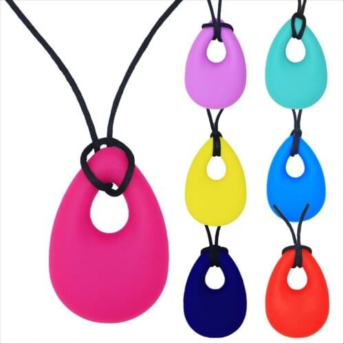 Baby Teether Silicone Teardrop Pendant Baby Teething Necklace Teether Autism Sensory Chewing