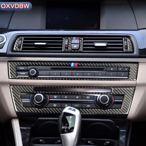 For BMW F10 5 Series Interior Trim Carbon Fiber Air Conditioning CD Control Panel Cover Car Styling 520i Accessories