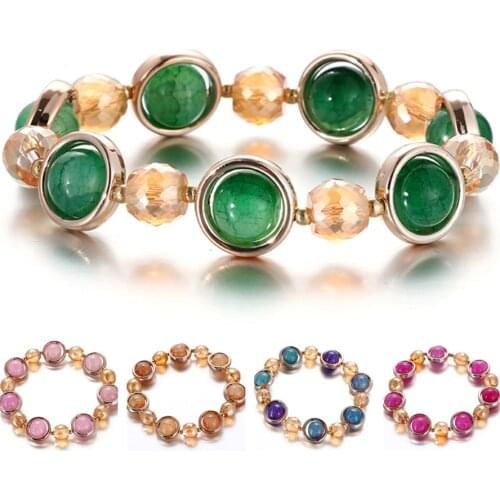 New Elegant Colorful crack surface glass beads Golden bracelets Arm Cuff Bracelets Jewelry for Women Gift AB0073