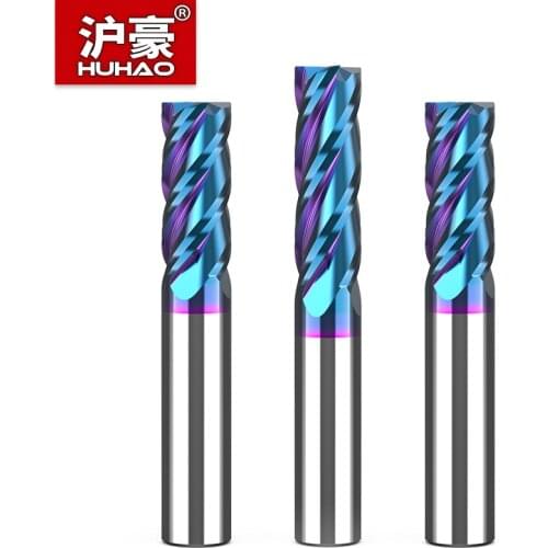 HUHAO 100mm Extend Length Tungsten Alloy Milling Cutter 4 Flutes End Mill CNC Tool HRC63 Spiral Router Bit For Steel Wood