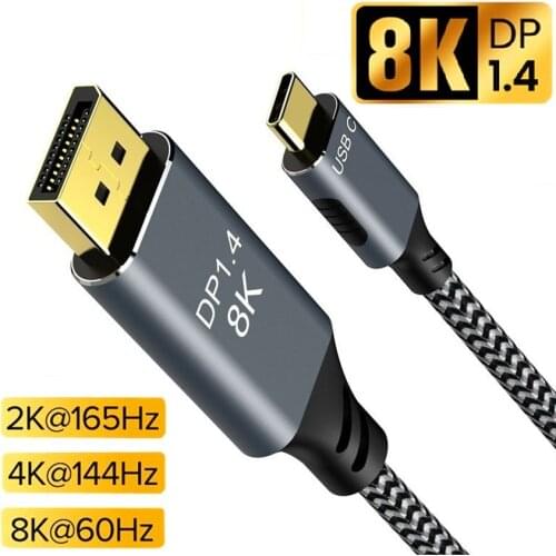 Type C to Display Port Cable 8K DP USB C to Displayport Cable Thunderbolt3 to 8K DP Cable For MacBook Pro Samsung S21 Huawei P40