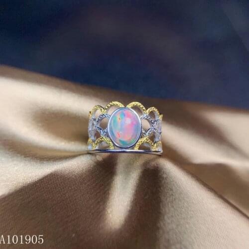 KJJEAXCMY boutique jewelry 925 sterling silver inlaid natural Opal opal gemstone female ring support identification