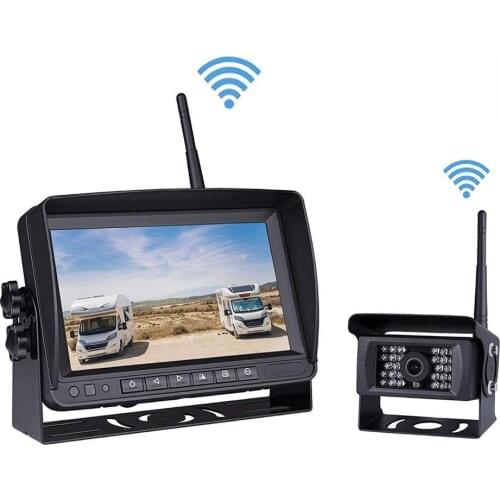 Digital Wireless Backup System Kit, 7" Screen LCD Monitor + 2 Wireless Backup Camera for Truck RV Camper Vans Trailer, 150FT