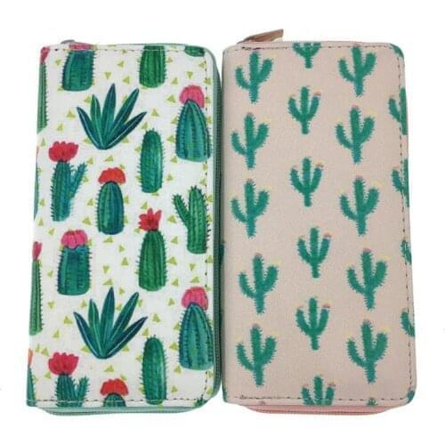 M804 Catoon Wallet For Women Fashion Green Cactus Lovely Unicorn Long Wallet Card Holder Coin Bag