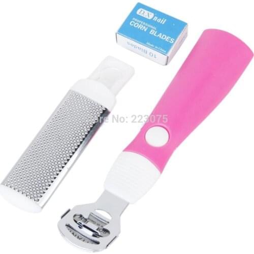 Feet Pedicure Metal File Corn Shaver Calluses Cuticle Remover Shaver + 10 Blades