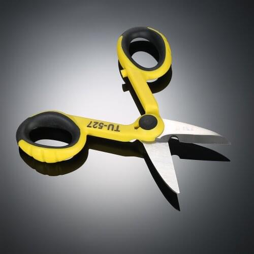 TU-527 5.7" Multipurpose Steel Electrician Scissors Shears Cut/Strip Electrical Wire with Wire Cutting Notch
