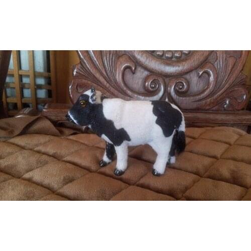 Simulation cow about 11x7cm Handmade craft model,polyethylene&furs toy,Teaching Photography Prop,home decoration Xmas gift w4089